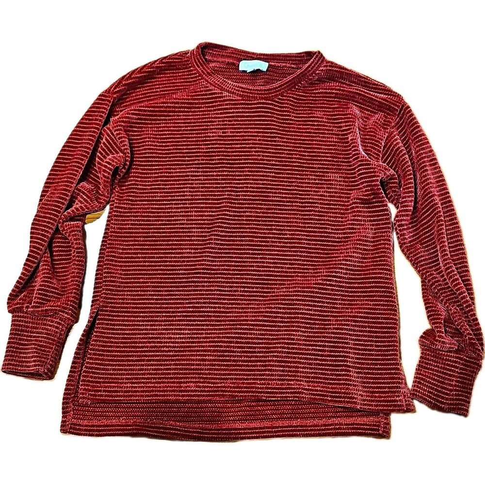 Chenault Women's Brown Rib-Knit Crew Neck Long Sleeve Pullover Sweater S